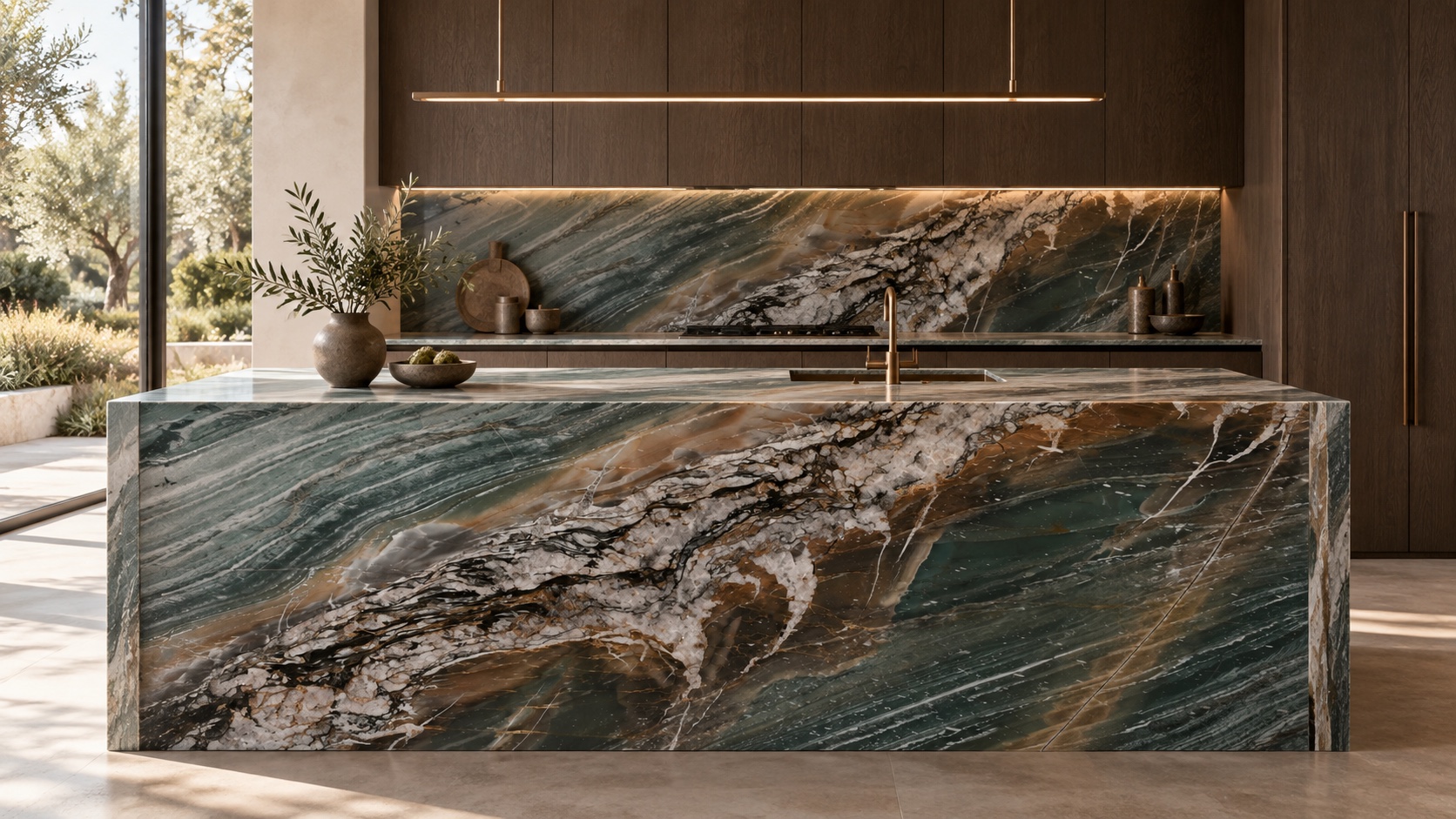 Emerald Crown stone kitchen island concept